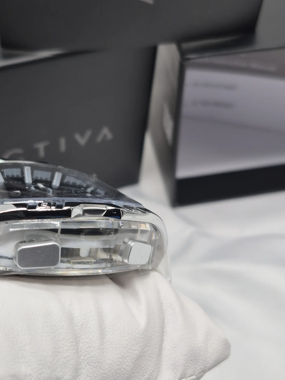 Activa Men's Black Dial Watch with White Silicone Strap